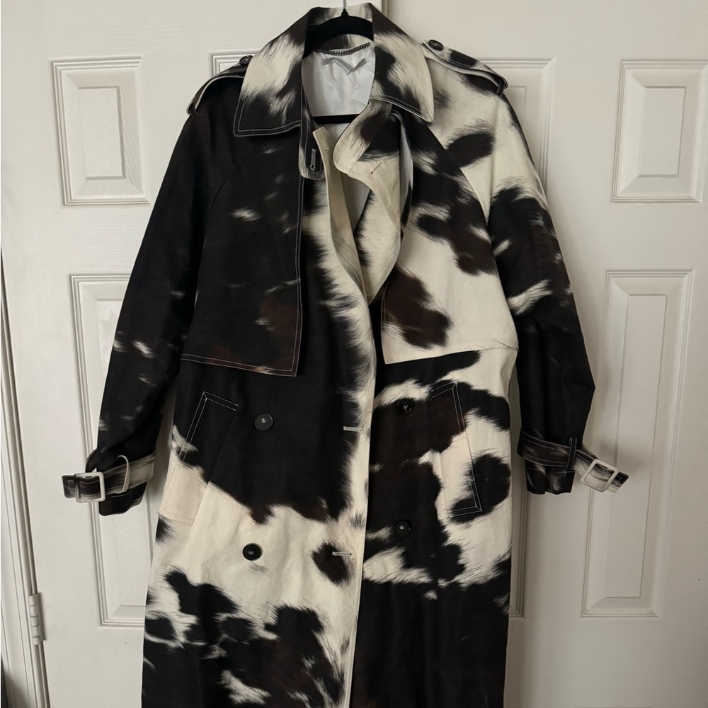 STELLA MCCARTNEY OFF-WHITE COW PRINT LEANNA TRENCH COAT sz38